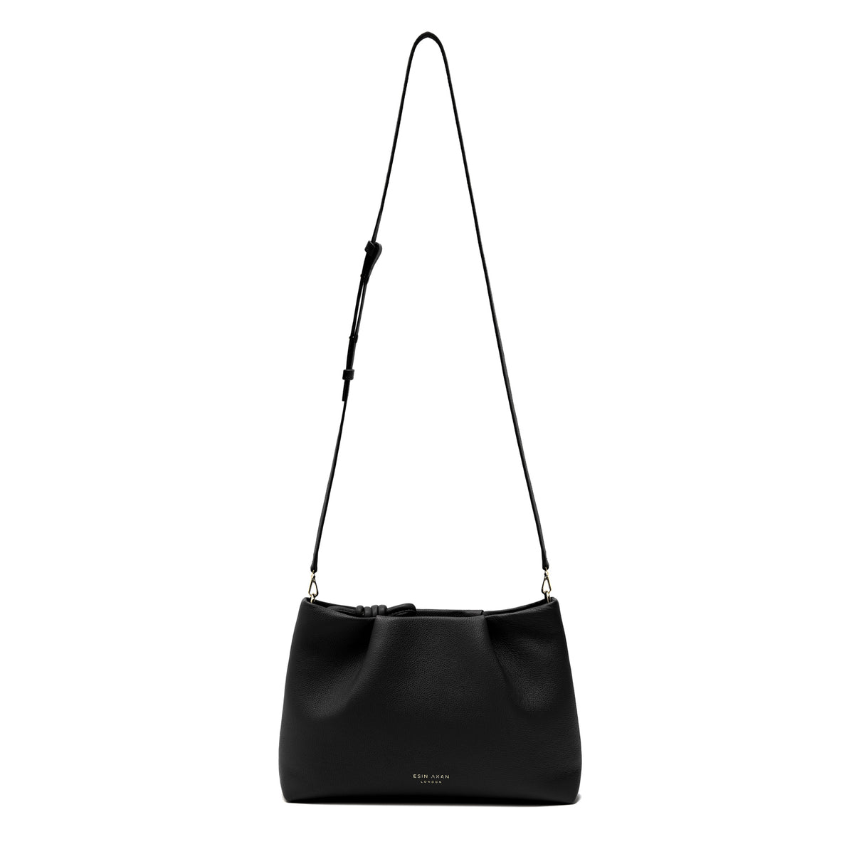 Midi Mayfair | Black Leather Crossbody Bag with a Signature Knot Zip ...